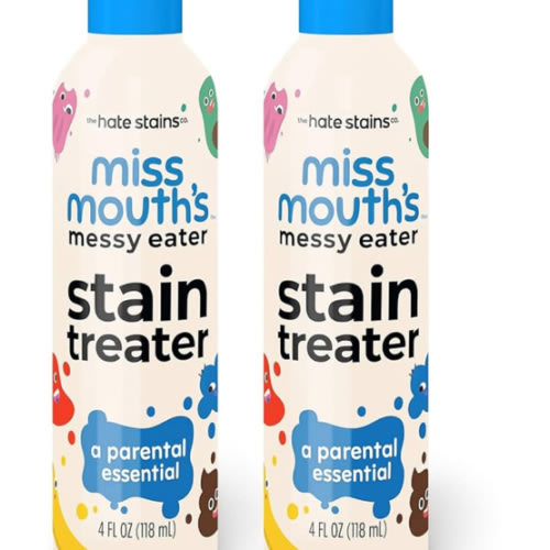 Miss Mouth's Messy Eater Stain Treater Spray - 4oz 2 Pack Stain Remover - Newborn & Baby Essentials - No Dry Cleaning Food, Grease, Coffee Off Laundry, Underwear, Fabric