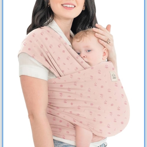 KeaBabies Baby Wrap Carrier - All in 1 Original Baby Carrier Newborn to Toddler Sling, Easy to Wear, Hands Free Bonding, Lightweight, Breathable Infant Wraps (Pink Daisies)