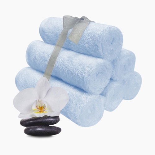 KeaBabies Deluxe Baby Bamboo Washcloths (6 Pack) - Bravo Blue, 6