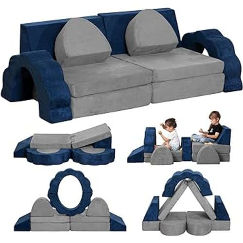 Kids Couch 10PCS, Toddler Couch Modular Kids Play Couch, Multifunctional Foam Play Couch for Playroom Bedroom, Imaginative Convertible Floor Cushion, Kids Couch Toddler Sofa for Girls and Boys