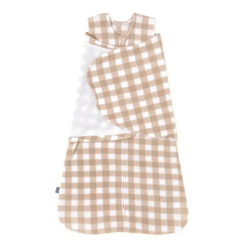Tan Gingham Micro-Fleece Swaddle | HALO