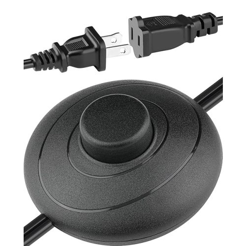 6ft/1.8m On/Off Extension Cord Foot Switch Pedal, Switch in Middle of Cord, 2-Prong Polarized Plug and Plug in Outlet AWG18 250VAC Step Switch Floor Lamp Christmas Tree Light Push Button Black