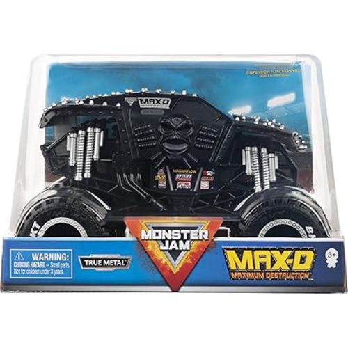 Monster Jam Official Max-D Monster Truck - Max-D Collector 1:24 Scale Die-Cast Vehicle - Chrome Rims and BKT Tread Tires for Use in All Playsets - Collectible for Fans & Birthday Parties
