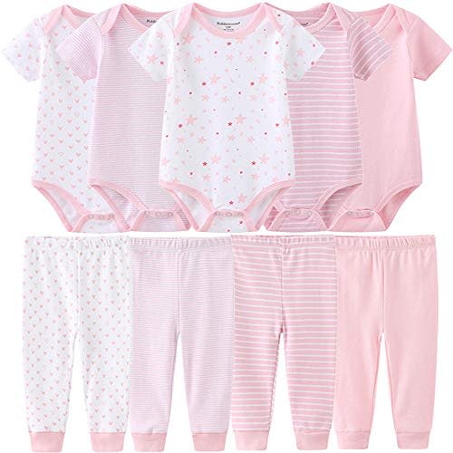 Baby Layette Set Baby Boys' 9-Piece Bodysuits Pants Set Toddler Girl Boy Unisex Baby Gift Sets