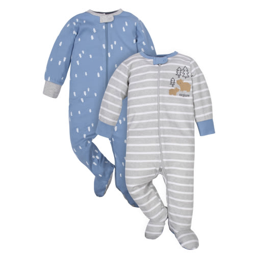 6-9 Zip Up Sleep ‘N Play Footed Pajamas, 2-Pack