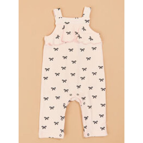 Kaleigh Bow Overalls in Pink & Black | Tullabee
