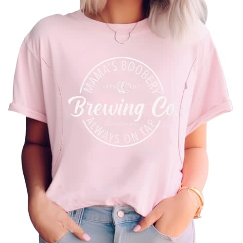 Women Maternity Shirt Comfort Colors Breastfeeding Nursing Friendly Zip Tshirt Mama's Boobery Always On Tap Tops
