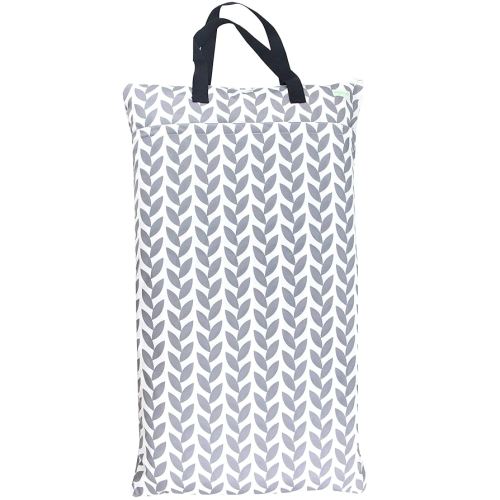 wegreeco Reusable Hanging Wet Dry Cloth Diaper Bag (Grey Leaf)