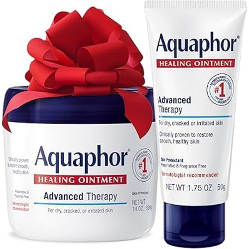 Aquaphor Healing Ointment Skin Care Set, Body Moisturizer for Dry Skin, Minor Cuts and Burns, Dry Cuticles, Cracked Heels, Hands and Lips, Holiday Gifts for Self Care, 14 Oz Jar + 1.75 Oz Tube