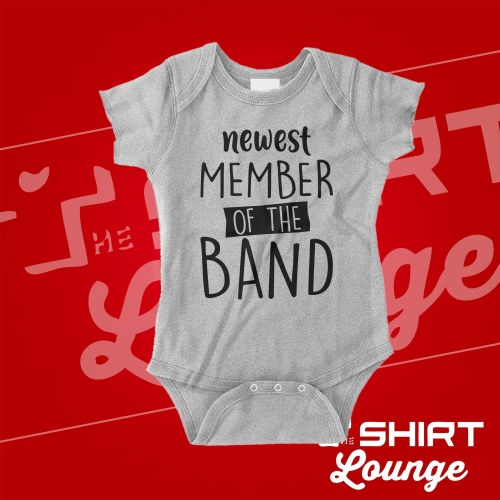 Newest Member of the Band Bodysuit Baby One Piece Shirt Shower Gift Infant Newborn Pregnancy Announcement Guitar Drums Music Musician Dad