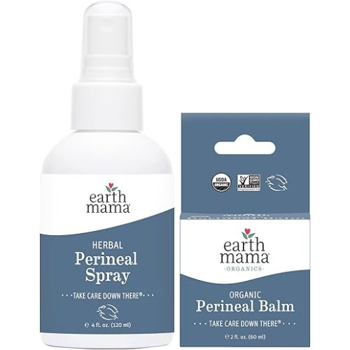 Earth Mama Postpartum Recovery Kit | Take Care Down There® with Organic Perineal Balm & Herbal Perineal Spray, 2-Piece Set