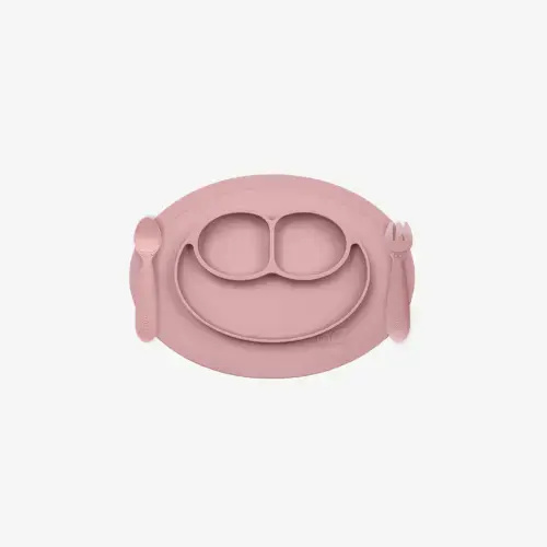 Mini Feeding Set by ezpz / Silicone Plate, Fork & Spoon for Toddlers