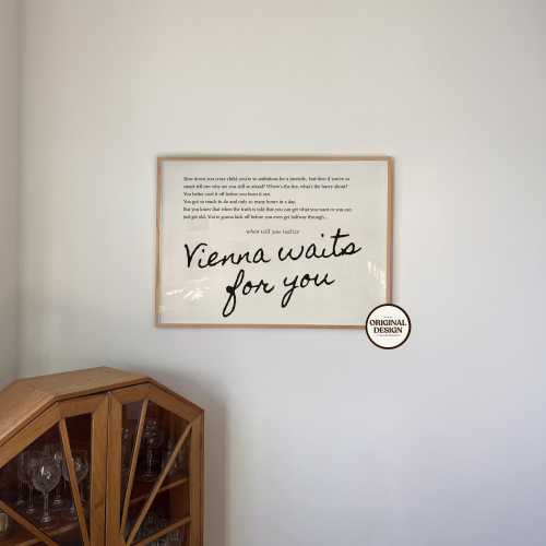 Vienna Song Lyrics Print: Billy Joel, Landscape Wall Art (Digital Download)