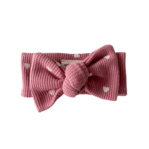 Organic Waffle Knot Bow, Mauve Heart