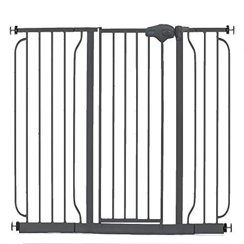 Regalo Easy Step 49-Inch Extra Wide Baby Gate, Includes 4-Inch and 12-Inch Extension Kit, 4 Pack of Pressure Mount Kit and 4 Pack of Wall Mount Kit, Black