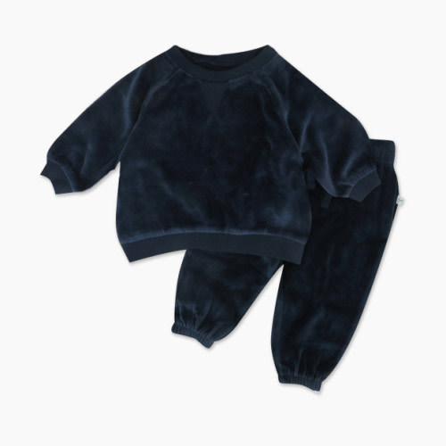 Honest Baby Clothing Velour Sweatsuit - Navy, 3-6 M