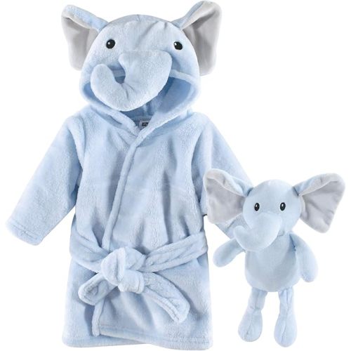 Hudson Baby unisex-baby Plush Bathrobe and Toy Set