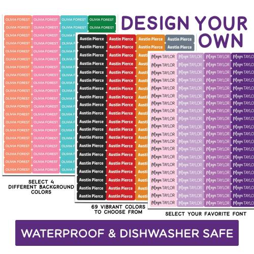 Custom Name Stickers, Personalized School Labels, Daycare Name Labels, Waterproof Dishwasher Safe Labels, Design Your Own, Bottle Labels