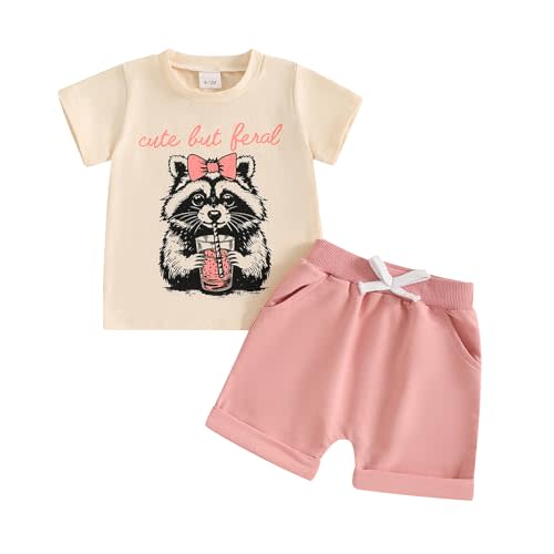 Sejardin Baby Girl Summer Outfit Infant Letter Print Short Sleeve T Shirt Tops and Stretch Shorts 6 12 18 24M 2T Girl Clothes