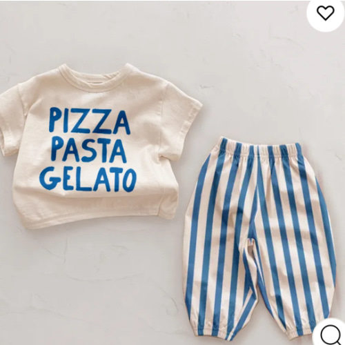 PIZZA PASTA GELATO 2 Piece Baby Contrast Stripes Pants Sets