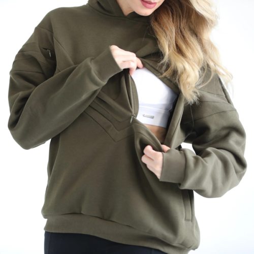 Isabella Ultra Soft Oversized Nursing & Pregnancy Hoodie (Olive Tree) – Sweat and Milk LLC