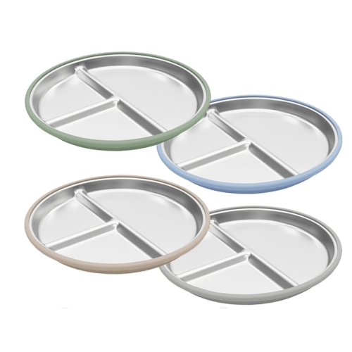 Stainless Steel Toddler Plates with Suction, 4 Pack