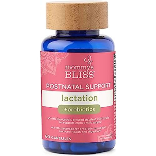 Mommy's Bliss Postnatal Lactation Support Supplement with Probiotics: Support Breastfeeding Milk Supply with Fenugreek, Blessed & Milk Thistle, Postpartum Immune Health While Nursing (60 Servings)