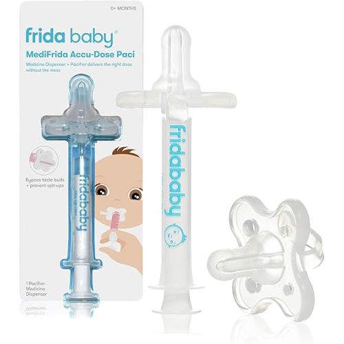 Frida Baby Medicine Pacifier, Medi Frida Baby Medicine Syringe & Accu-Dose Pacifier, Baby Medicine Dispenser for Mess & Fuss Free Use