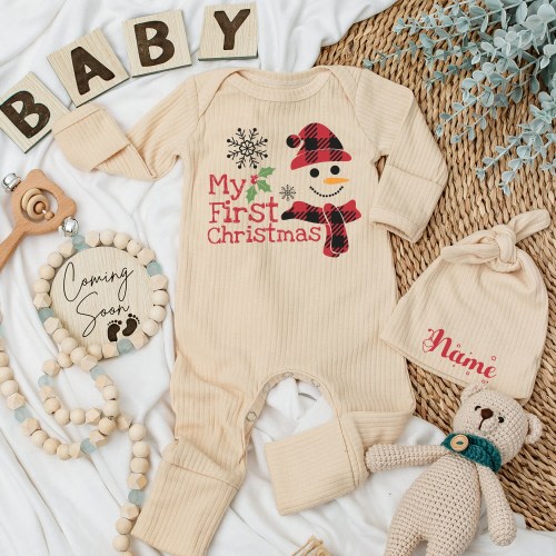 My first christmas Baby Long Sleeve Romper- Soft Going Home Outfit for Boys and Girls, Custom Newborn Gift, Baby Shower, Christmas Gifts