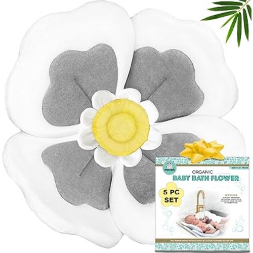 Snug Bug Gear Baby Bath Flower for Sink - Flower Bathtub for Baby Organic 5pc Set -Blooming Baby Bath Flower Fits Bathtub Sink Tub -More Support for Newborns -Lotus Flower Baby Bath Mat Boy Girl