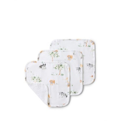 Snuggle Hunny Dog Park Organic Wash Cloths -3 Pack | David Jones