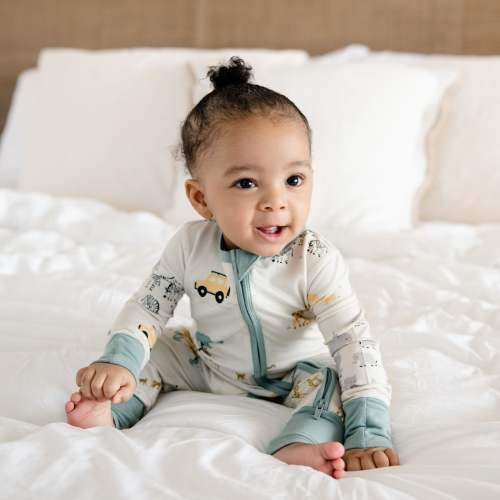 Larkspur Baby | Romper Pajamas | Convertible Footed Romper in Safari