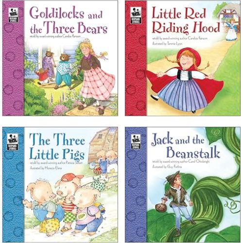 Carson Dellosa Keepsake Stories Classic Fairy Tale Books for Children Book Set, The Three Little Pigs, Little Red Riding Hood, Goldilocks, Jack and The Beanstalk Classic Children's Books