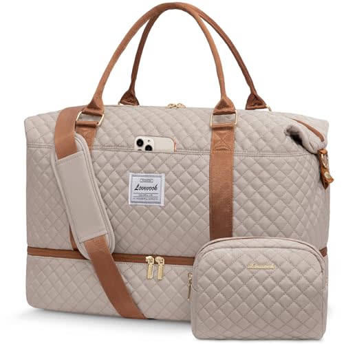 LOVEVOOK Travel Duffle Bag,Weekender Bags for Women with Shoe Compartment,Carry on Overnight Bag with Toiletry Bag,Gym Duffel Bag with Wet Pocket, Hospital Bags for Labor and Delivery