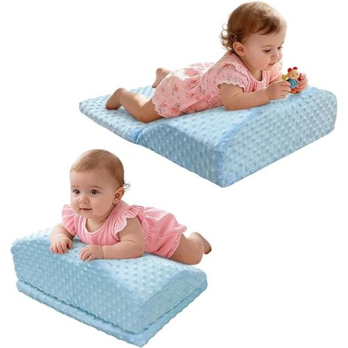 Tummy Time Pillow Colic & Gas Baby Relief for Newborns Reflux, Infant Tummy Time Prop Shoulder Support Neck Strength Memory Foam Pillow Crawling Aids, Baby Feeding Nursing Burp Cushion