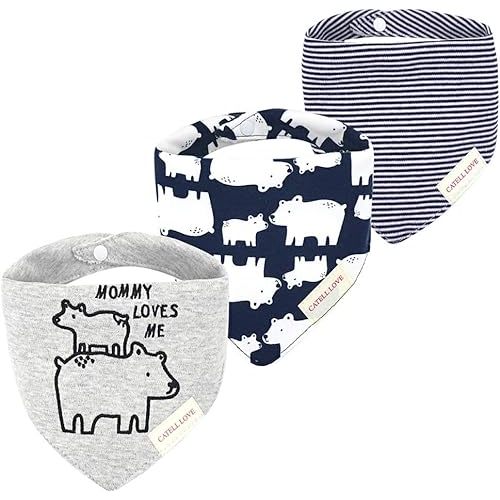 JN&LULU 3 Pack Newborn Baby Bibs Bandana Drool Bibs for Drooling Cotton Baby Gifts