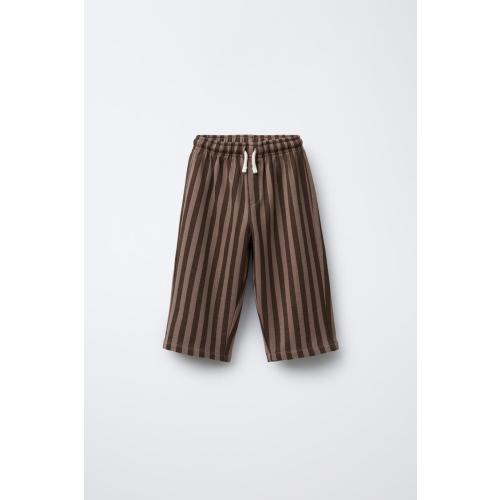STRIPED STRAIGHT LEG PANTS - Brown | ZARA United States
