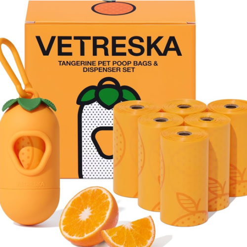 VETRESKA Dog Poop Bags Dispenser with Citrus Scented Waste Bags