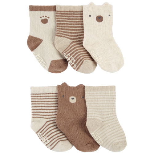 Baby 6-Pack Striped Bear Booties