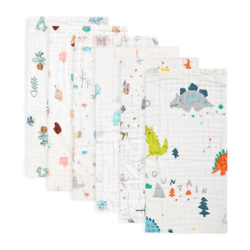 Muslin Baby Burp Cloths 6 Pack Premium Cotton Burping Rags for Newborn Ultra Soft and Absorbent Unisex Spit up Rags for Boys and Girls 20'' x 10''