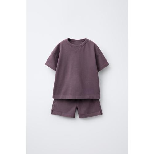 PLAIN T-SHIRT AND SHORTS JOGGING SET - Sea green | ZARA United States