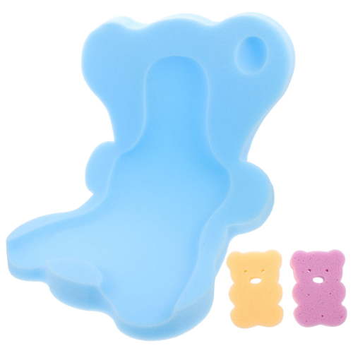 Baby Bath Sponge and Cushion with Infant Bath Mat for Newborn 1 Set in Random Color