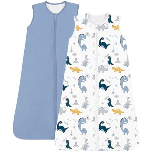 Baby Sleep Sack, 1.0 TOG Cozy Wearable Blanket, Soft Sleeping Bag with Zipper, Toddler Sleep Sack 0-3-6-12-24-4T, 2-Pack