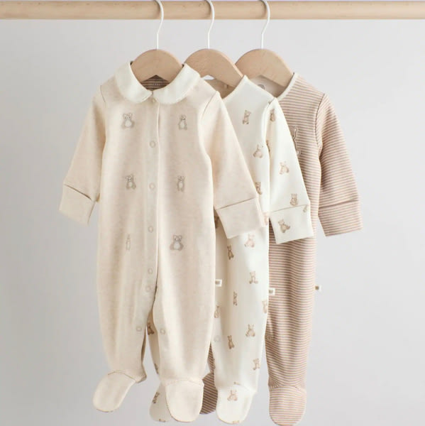 Buy Neutral Collar Baby Sleepsuits 3 Pack (0-2yrs) from Next USA