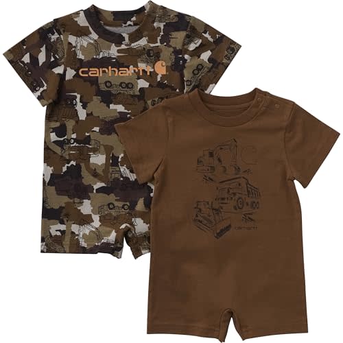 Carhartt Baby Boys' Set of Two Short Sleeve Shorts Knit Romper Set
