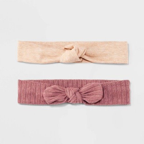Baby Girls' 2pk Cotton Soft Headband Set - Cat & Jack™ Cream/Pink Newborn