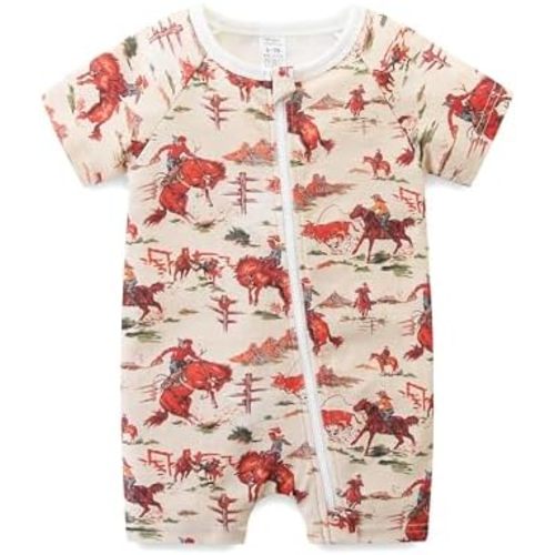 Gender Neutral Baby Clothes Cotton Short Sleeve Pants Double Zipper Footless Coming Home Outfit Boy Girl