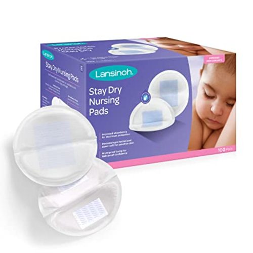 Lansinoh Stay Dry Disposable Nursing Pads for Breastfeeding, 100 Count - 100 Count (Pack of 1)