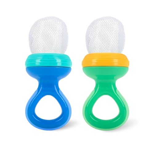 Nuby Nibbler Mesh First Soft Foods Feeder, 2pk, Blue & Green