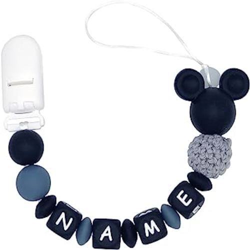Personalized Pacifier Clip with Name Customizable Mouse (Black)